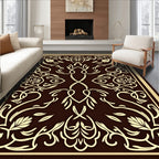 Intricate Floral Vine Dark Pattern Rug
