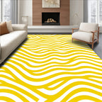 Yellow Wavy Linear Stripes Pattern Rug