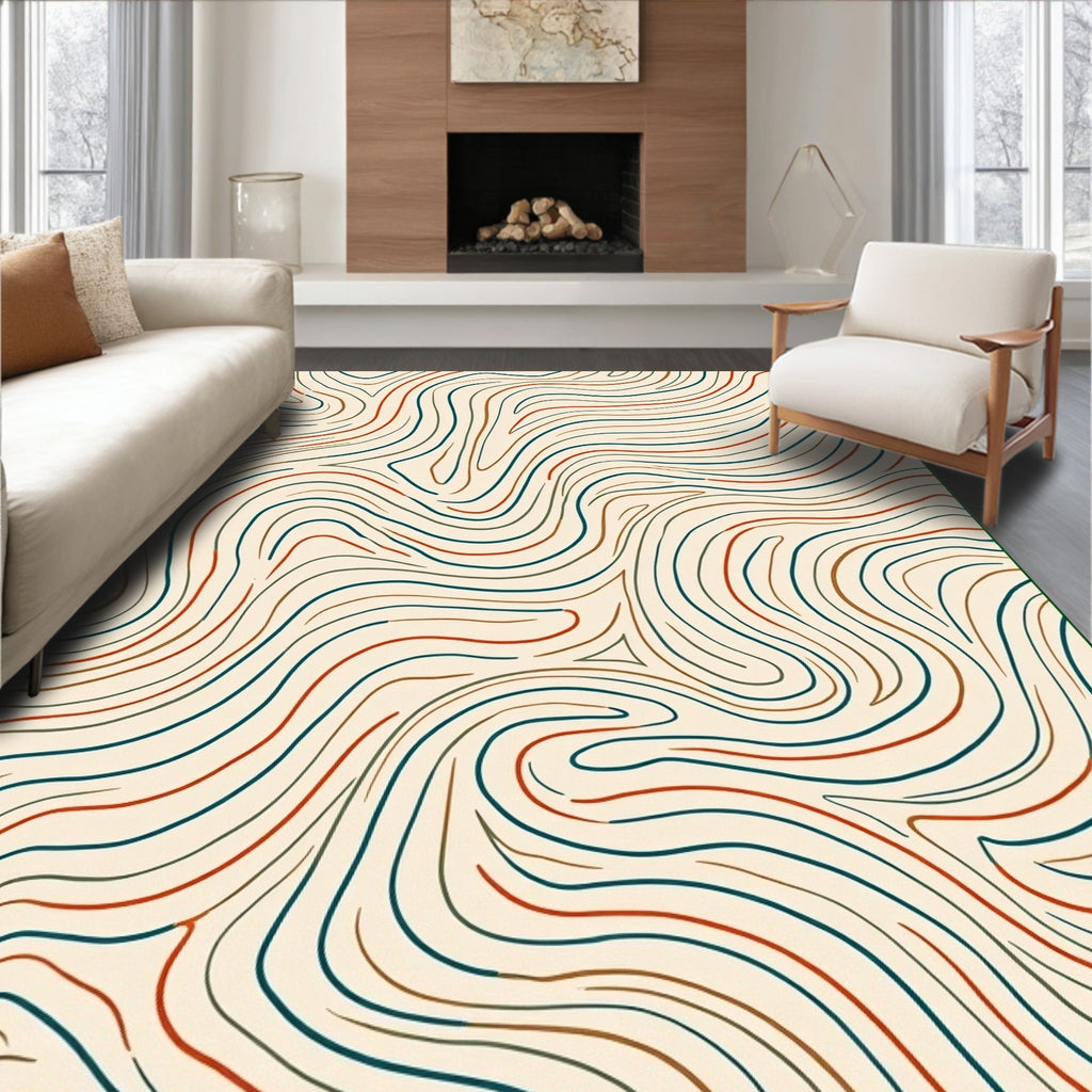 Curving Contour Lines Abstract Design Rug