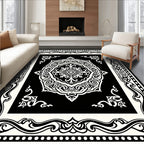 Classic Black White Floral Medallion Rug