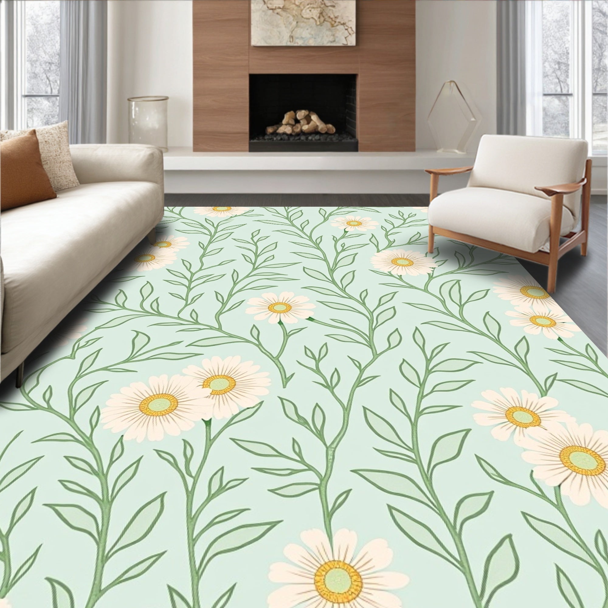 Delicate Bloom Vine Pattern Rug