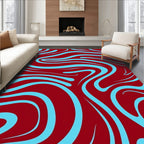 Swirling Sky Blue Abstract Pattern Rug