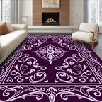 Elegant Scrollwork Floral Border Design Rug
