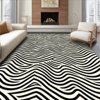 Modern Black And White Wave Pattern Rug