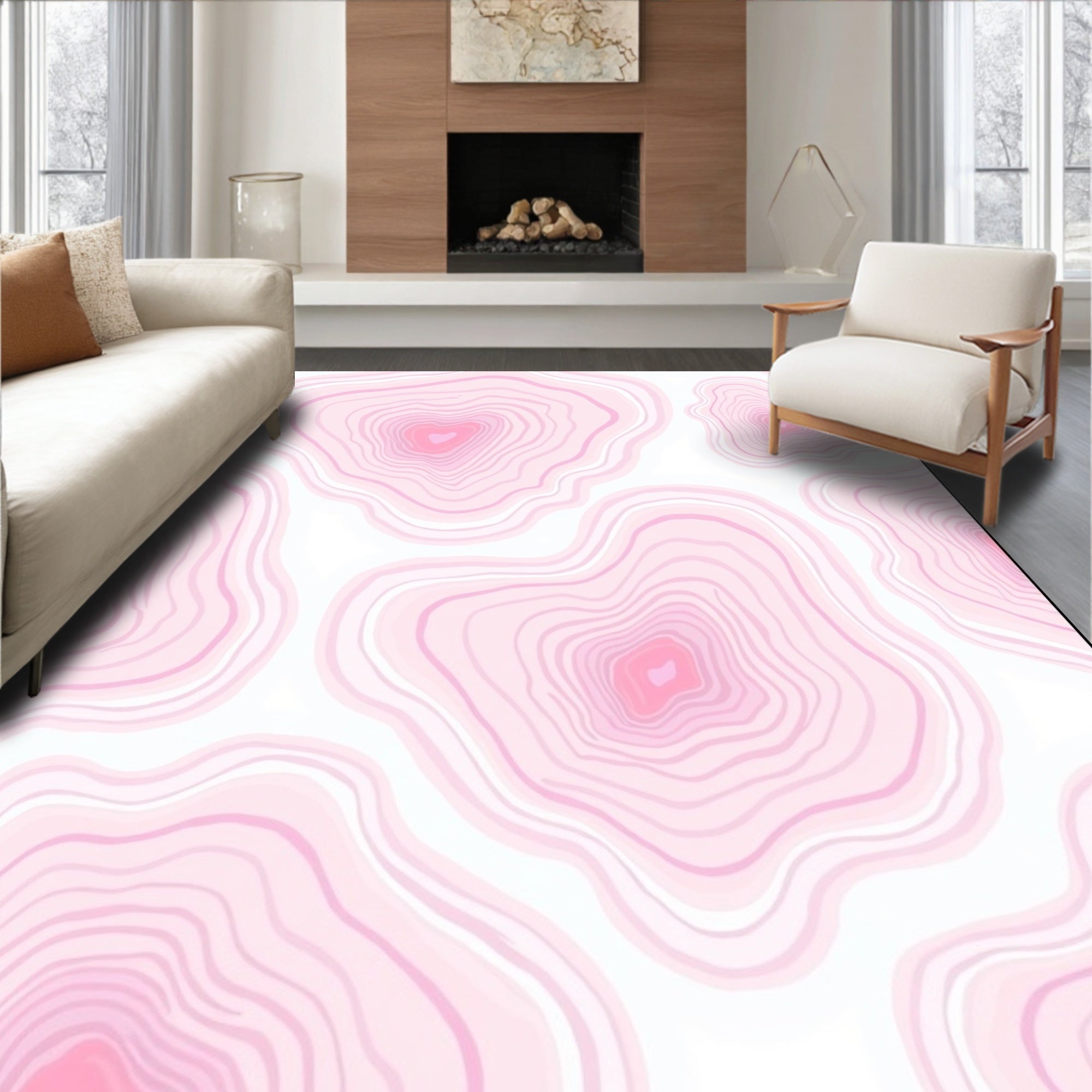 Blush Pink Agate Patterned Rug