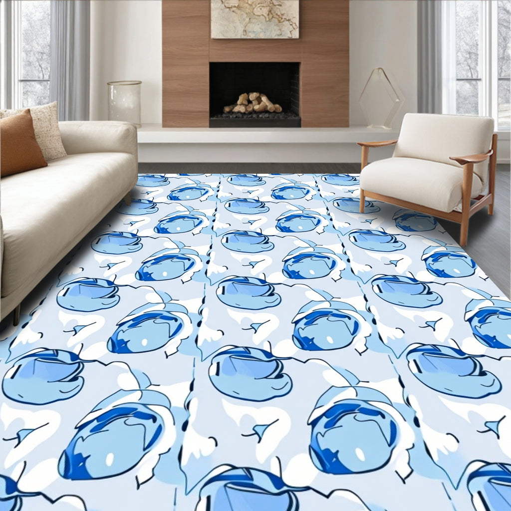 Abstract Blue Cloud Pattern Design Rug
