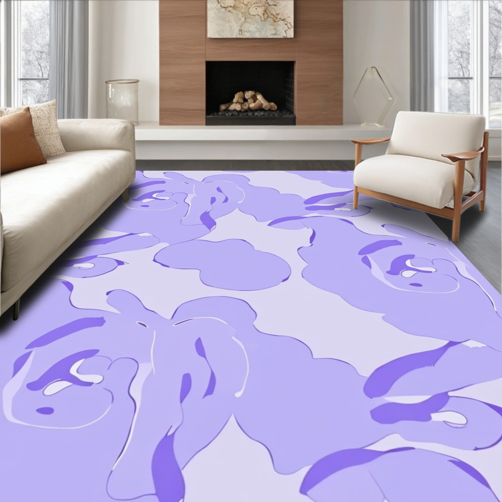 Abstract Swirl Lavender Pattern Rug