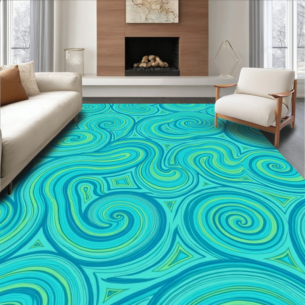 Aqua Swirl Pattern Rug