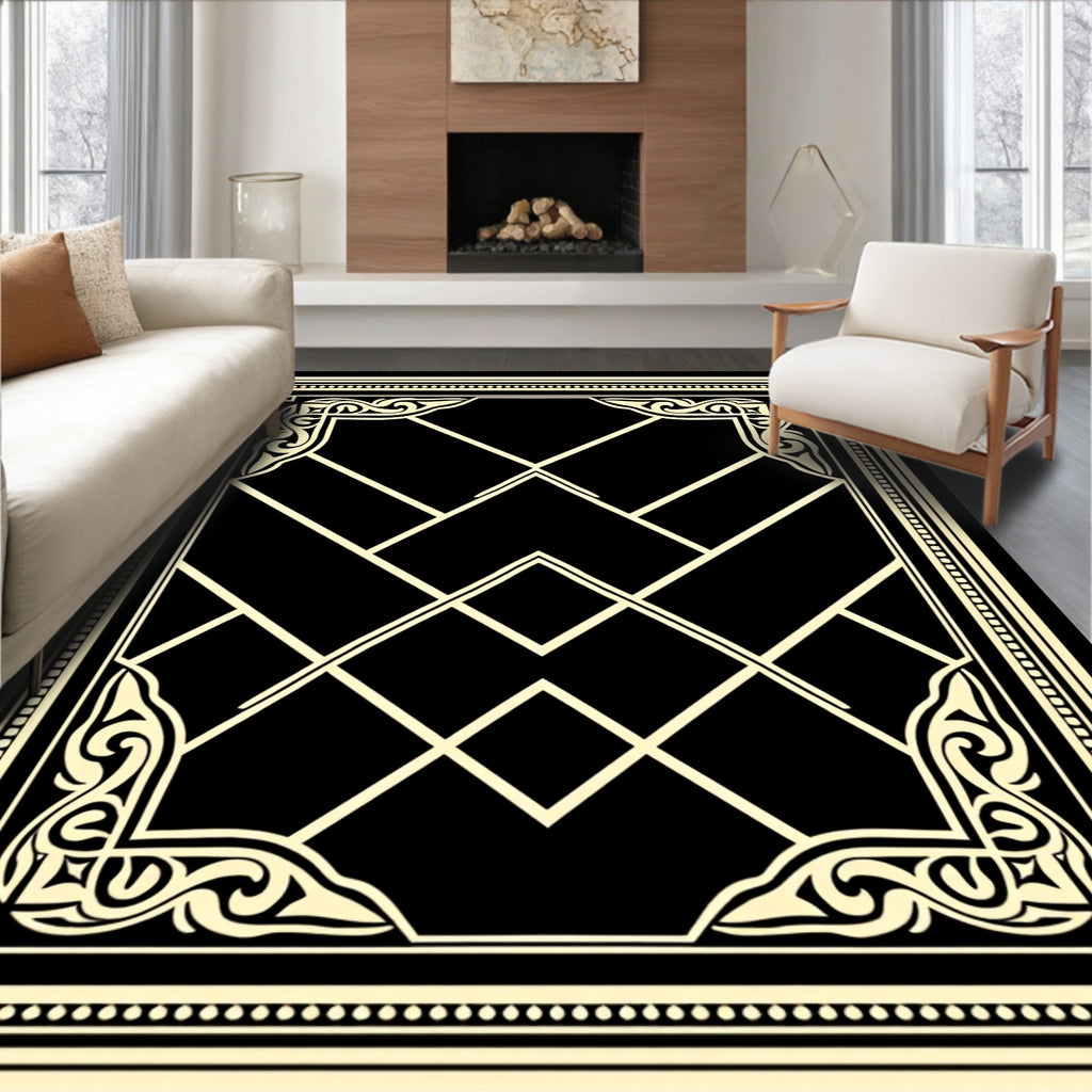 Classic Geometric Scrollwork Pattern Rug