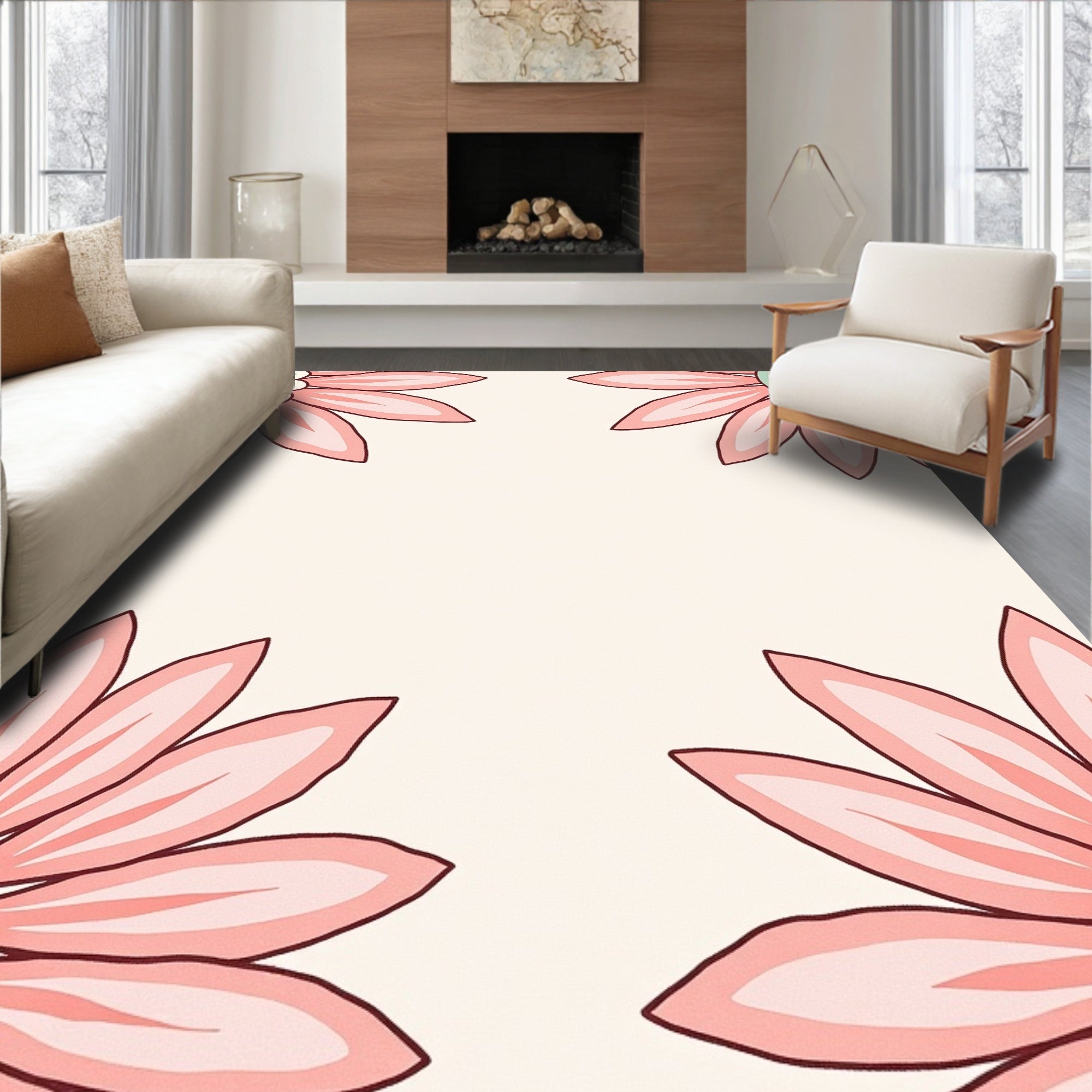 Retro Daisy Corner Pattern Rug