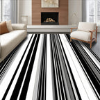 Minimalist Black White Stripe Pattern Rug