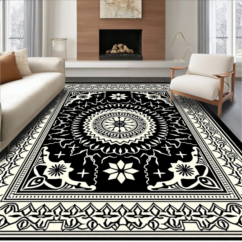 Intricate Mandala Border Design Rug