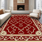 Regal Heart Motif Decorative Floral Rug