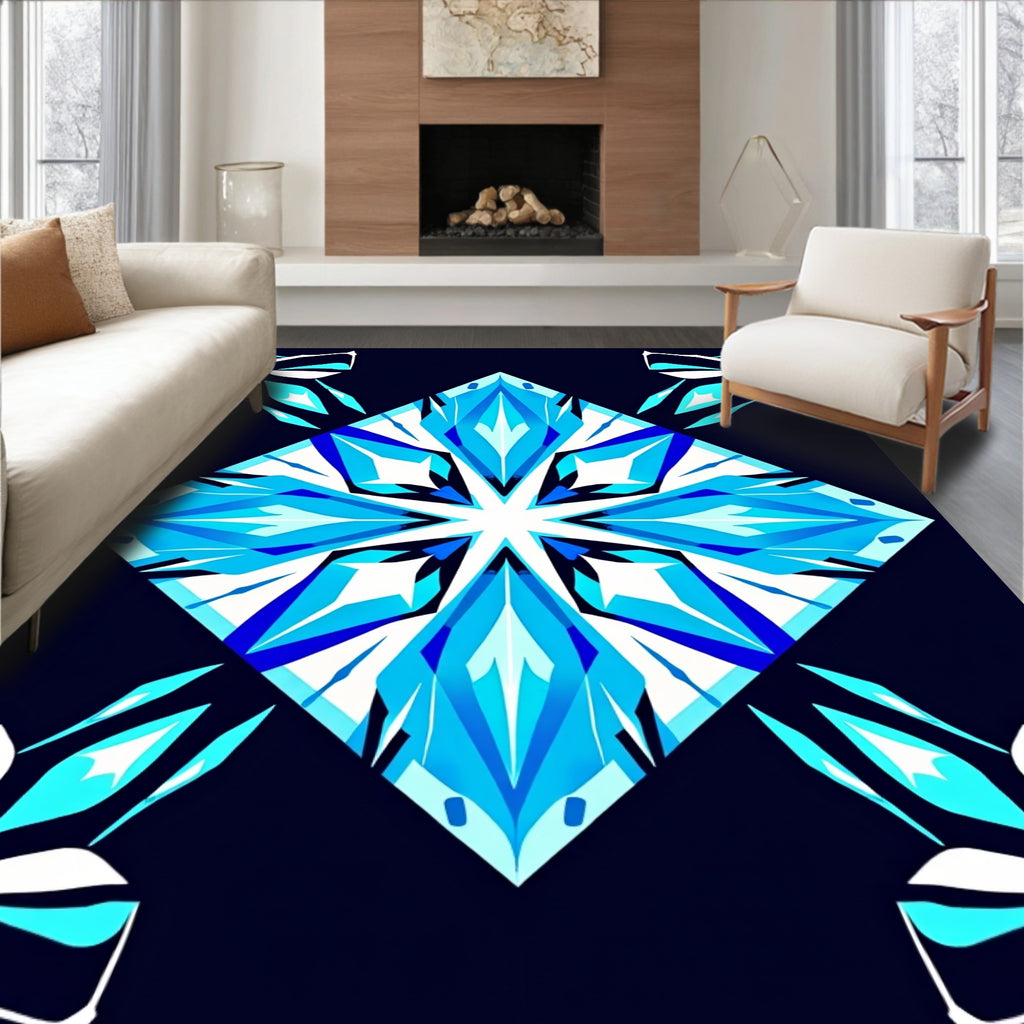 Modern Blue Diamond Geometric Pattern Rug