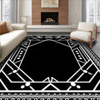 Geometric Deco White Border Style Rug