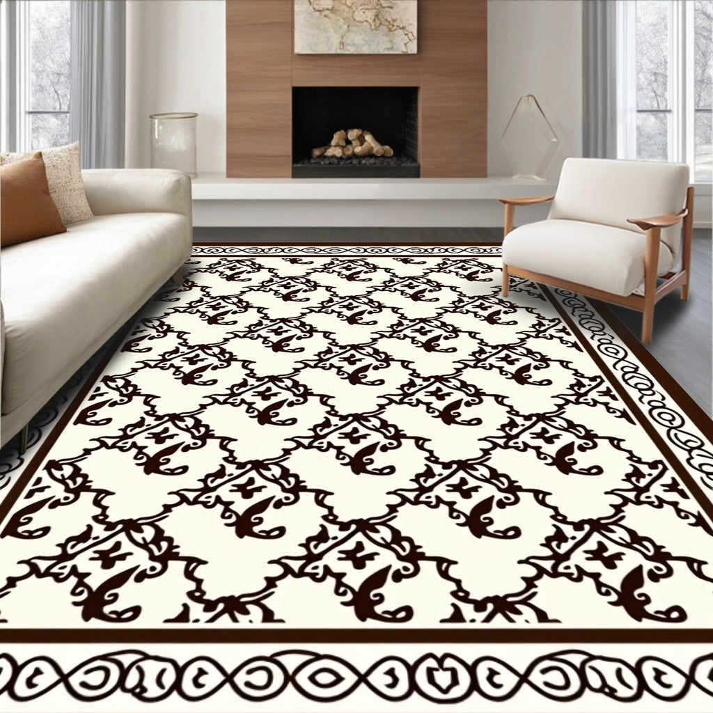 Dark Rococo Scroll Pattern Rug