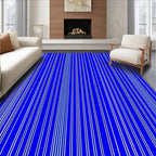 Bold Blue White Vertical Stripe Pattern Rug