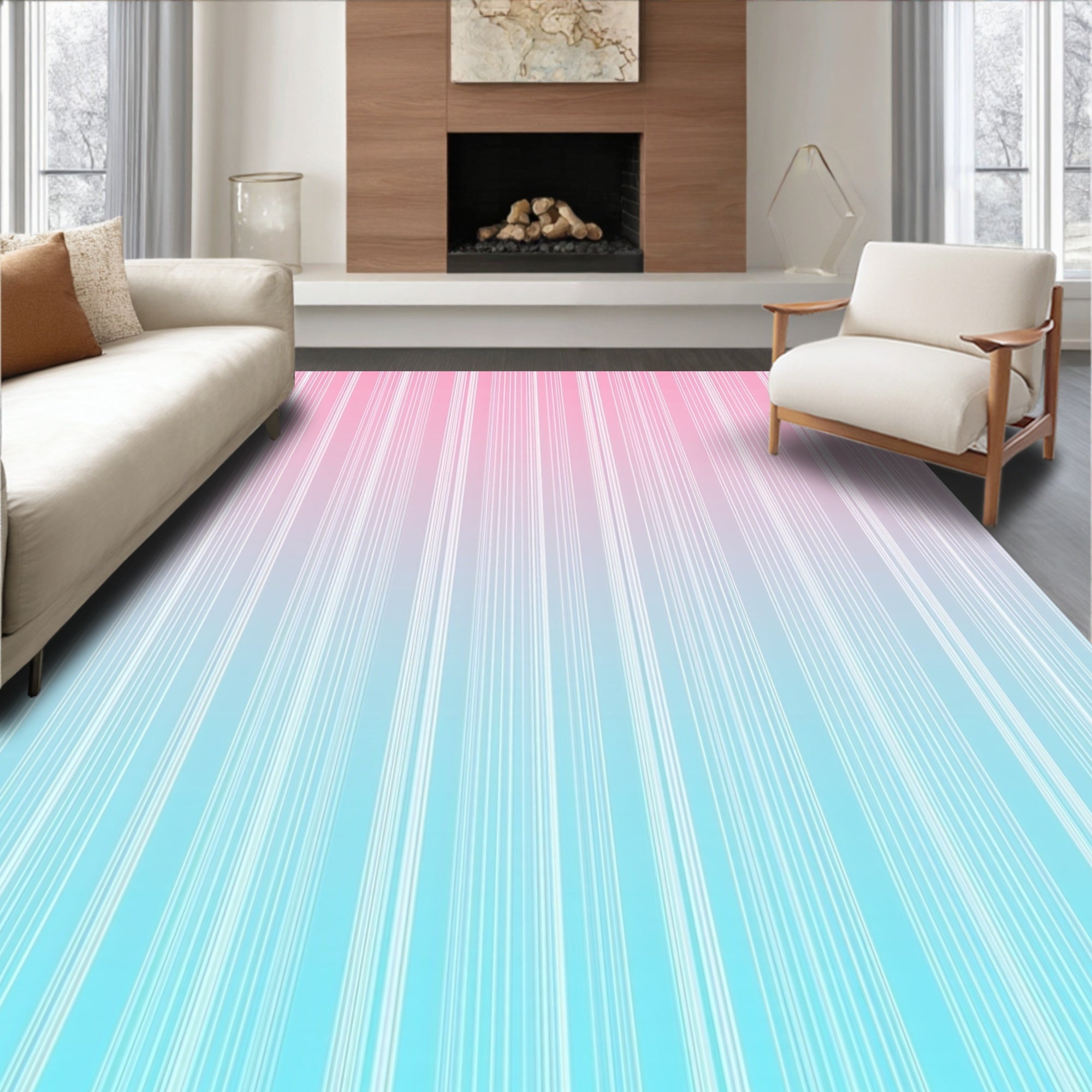 Soft Vertical Stripe Ombre Rug