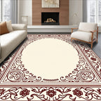 Ornate Floral Swirl Frame Design Rug
