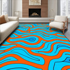 Orange And Blue Flow Pattern Rug