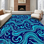 Aqua Swirl Abstract Fluid Pattern Rug