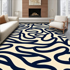 Abstract Navy Swirls Pattern Rug