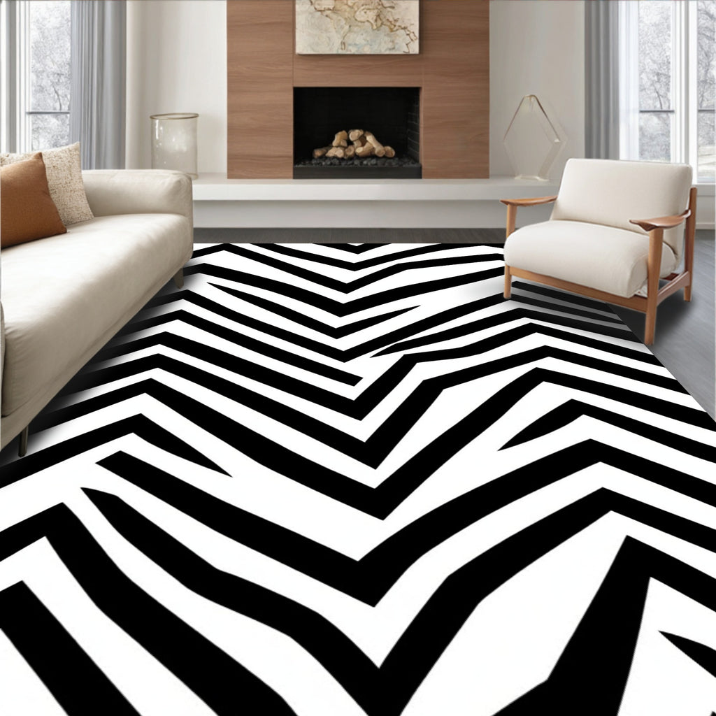 Bold Geometric Stripe Pattern Rug