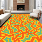 Retro Orange Teal Yellow Organic Waves Rug
