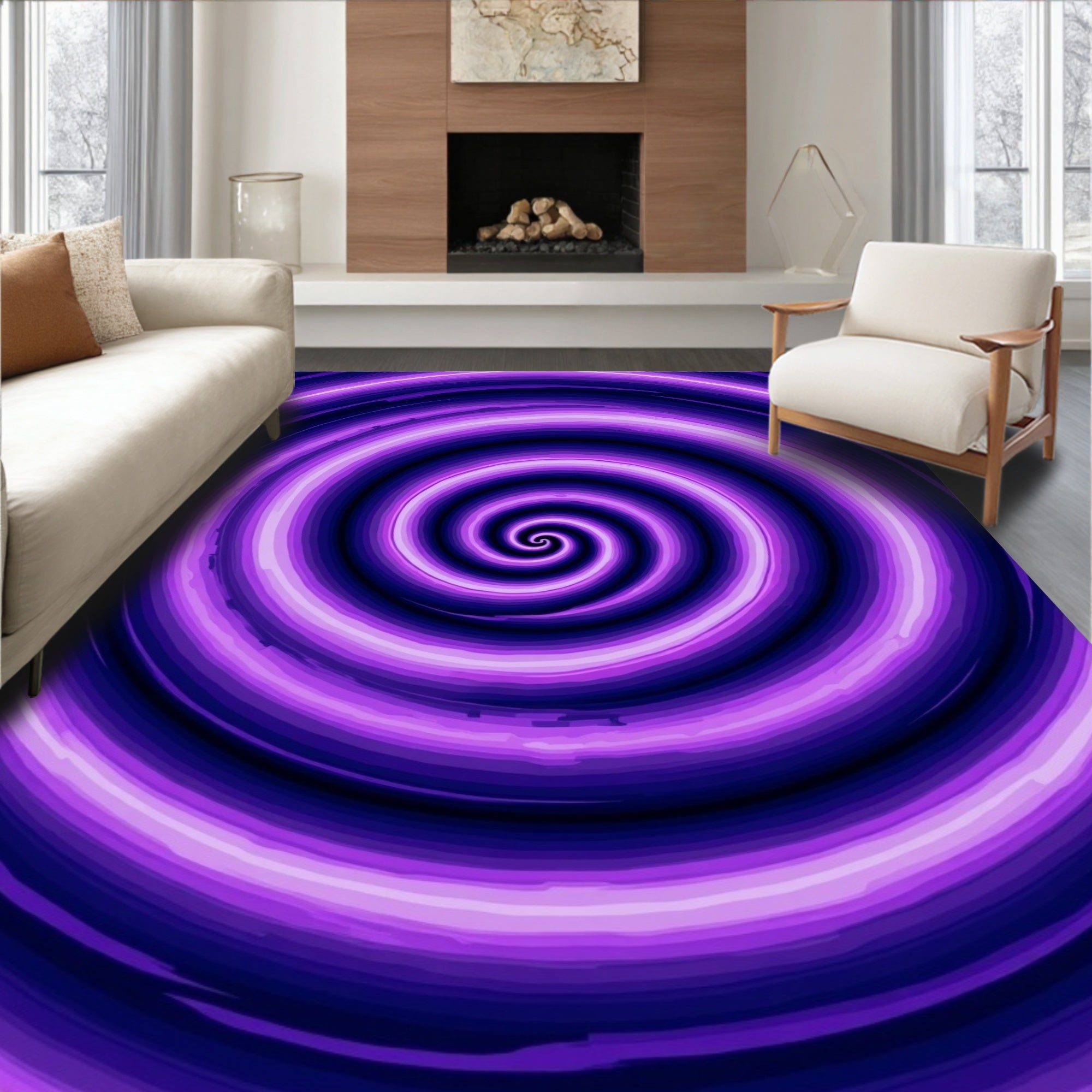 Deep Purple Swirl Pattern Rug