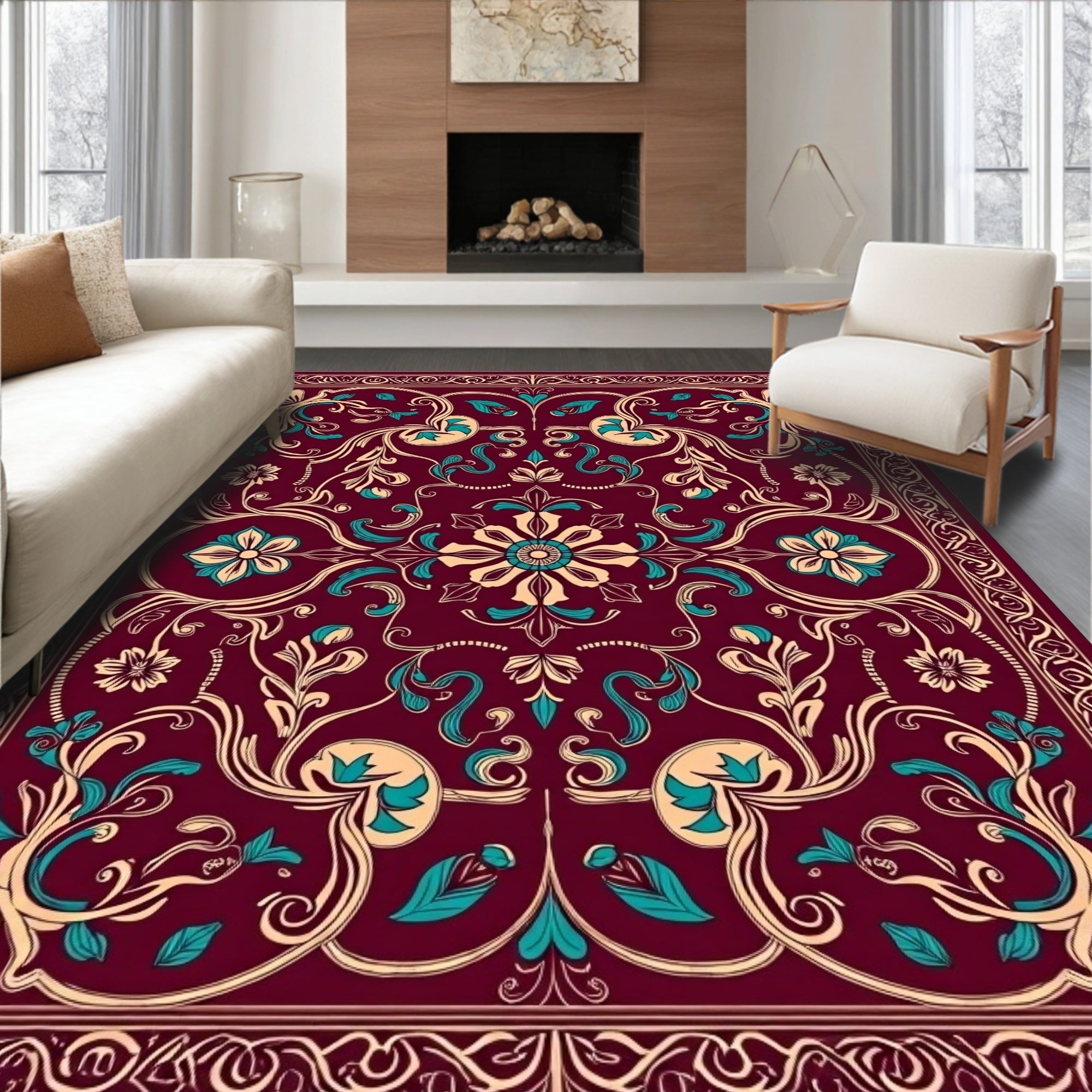 Rich Floral Vine Pattern Rug