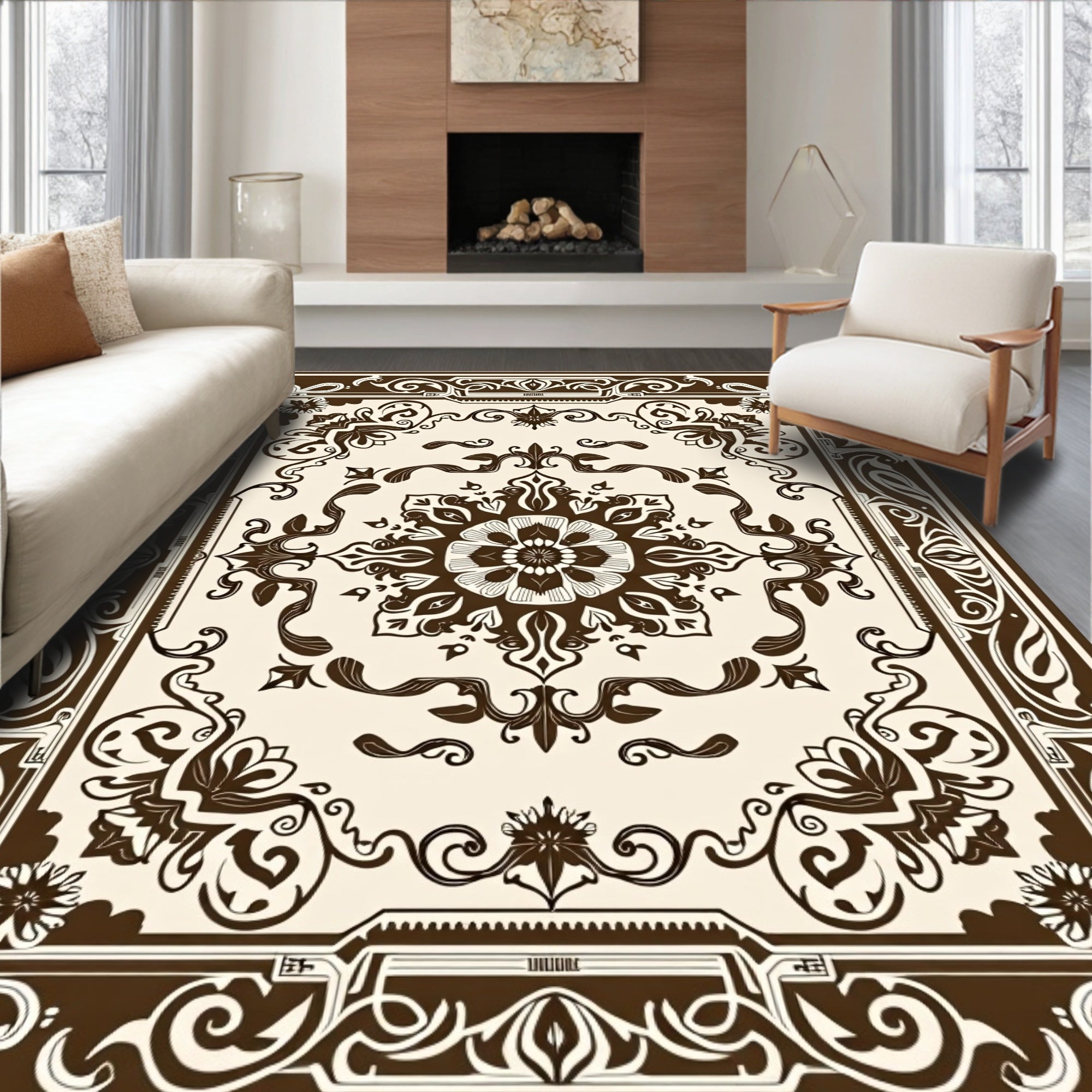 Classic Floral Scrollwork Motif Rug