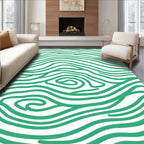 Modern Wavy Green Wood Grain Rug