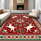 Reindeer And Floral Medallion Pattern Rug