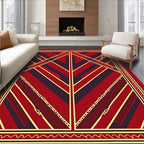 Red Gold Geometric Stripe Rug