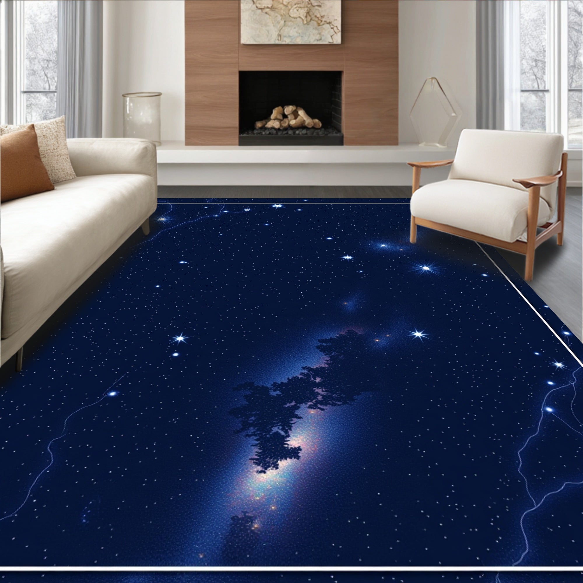 Cosmic Galaxy With Stars Rug
