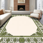 Traditional Green Leaf Classic Border Rug