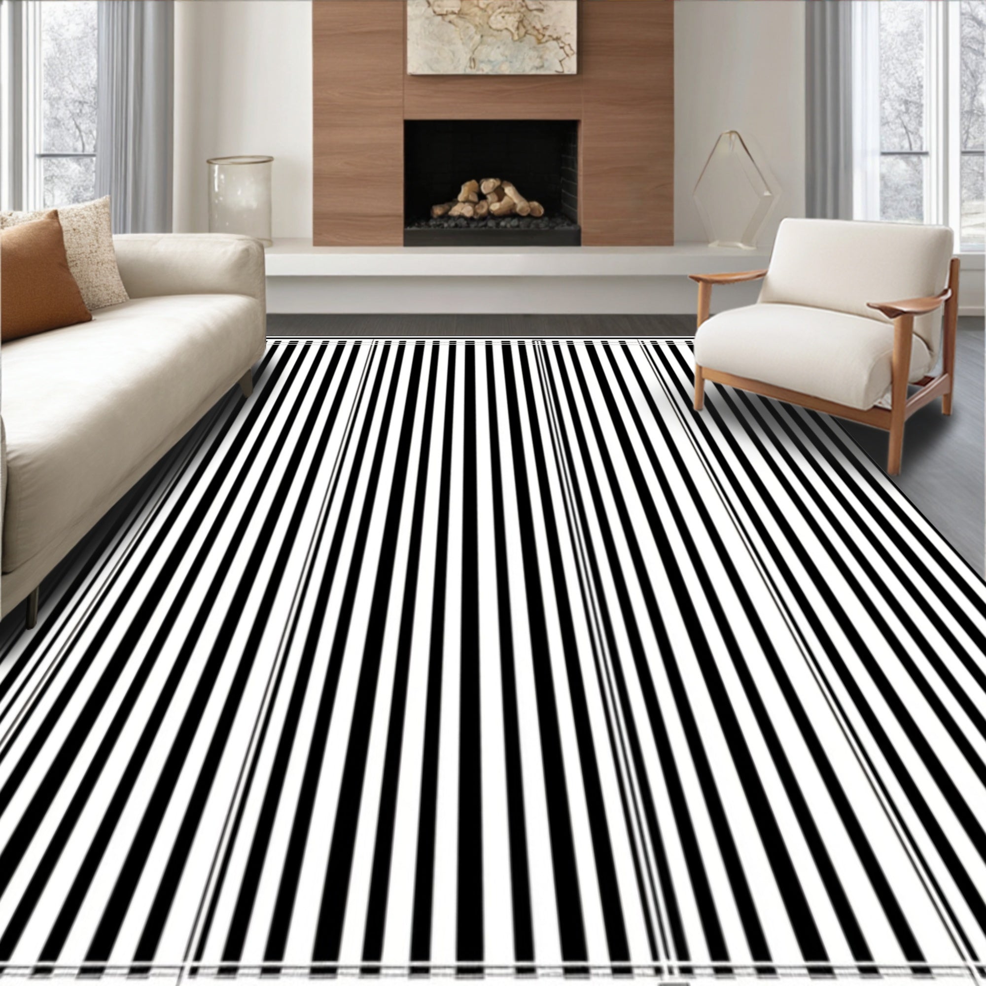 Bold Vertical Stripe Pattern Rug