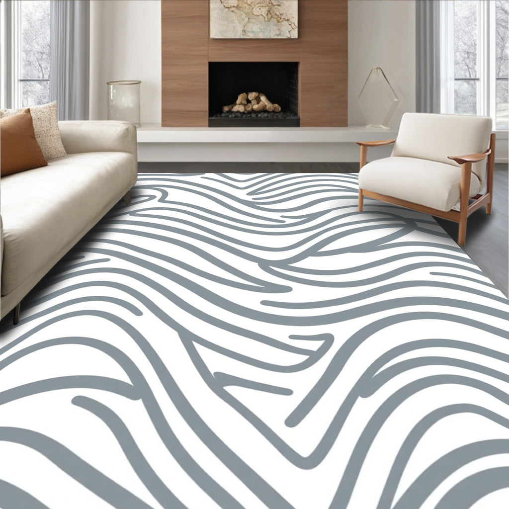 Gray Abstract Flowing Lines Rug