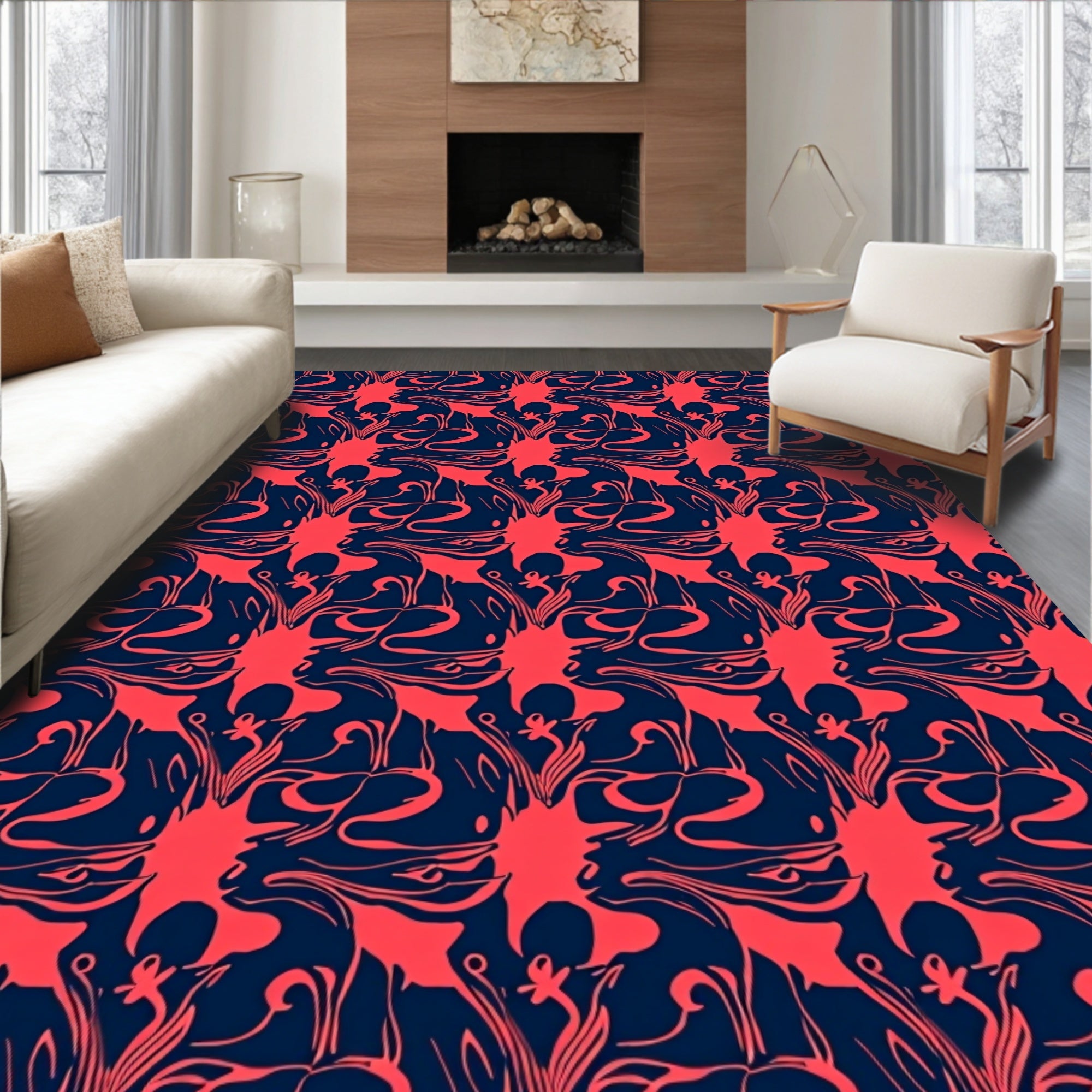 Bold Abstract Form Pattern Rug