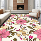Pink Bloom Floral Outline Rug
