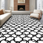 Classic Quatrefoil Black White Pattern Rug