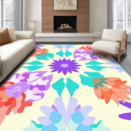 Abstract Floral Mandala Design Rug