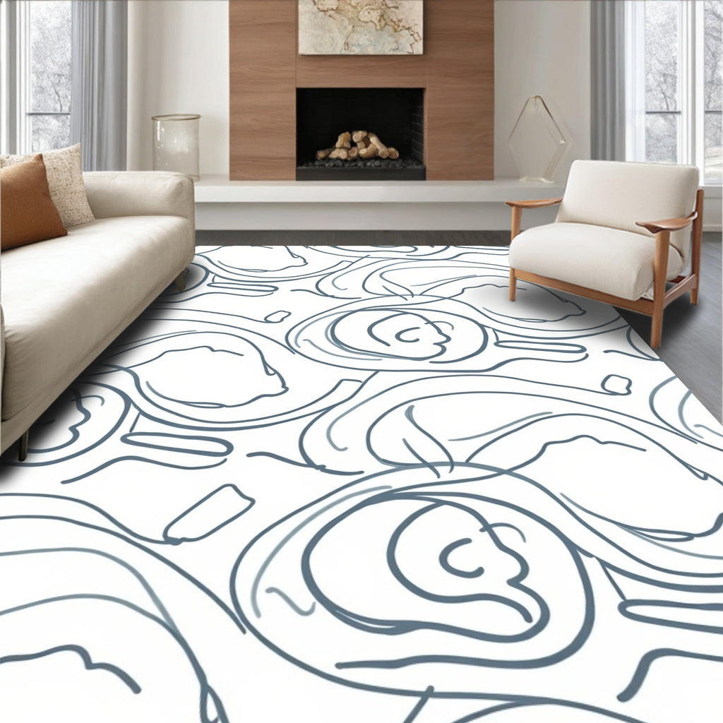 Abstract Contour Face Pattern Design Rug