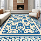 Classic Blue Cream Floral Pattern Rug