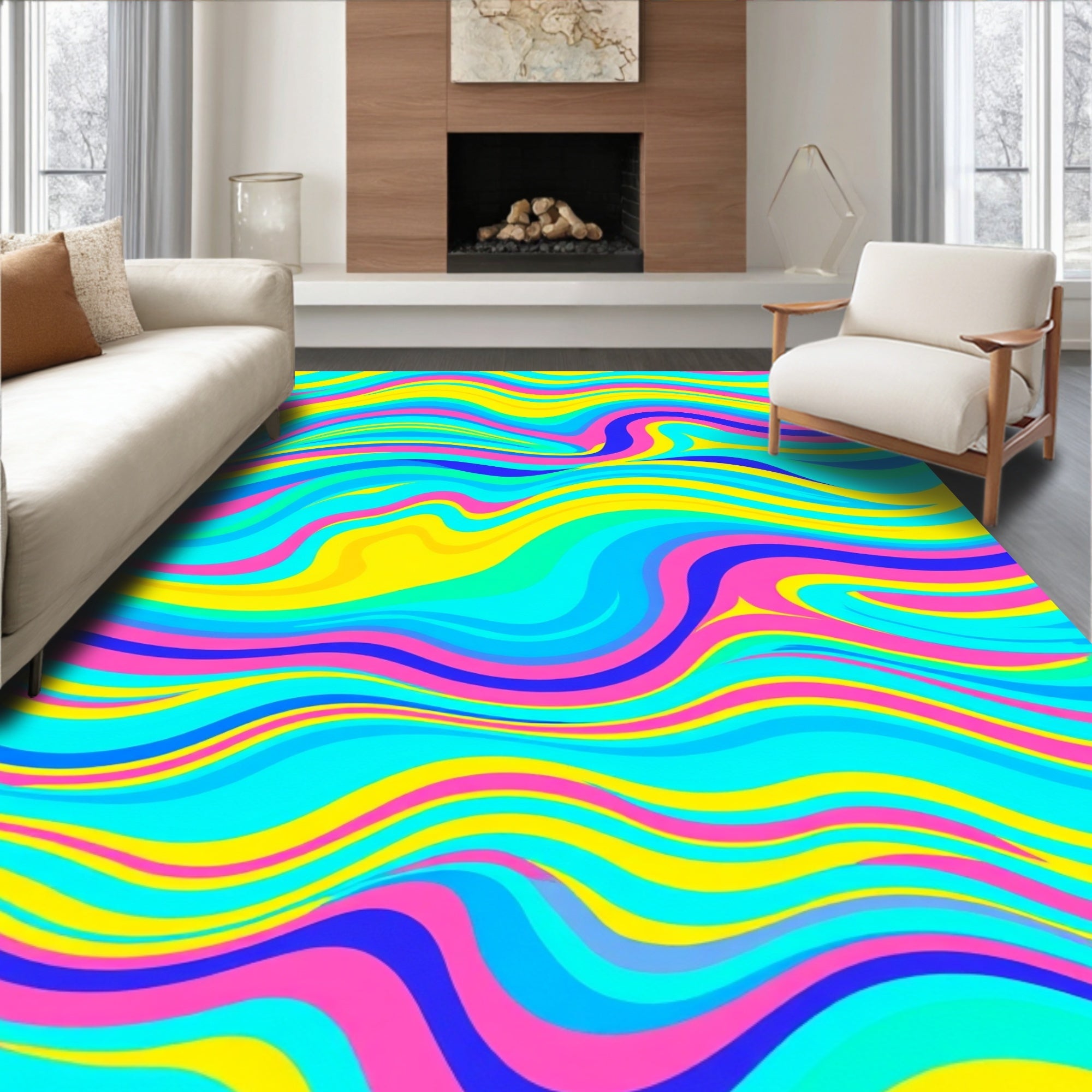 Vivid Swirls Abstract Pattern Rug