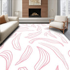 Soft Pink Petal Line Art Pattern Rug