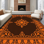 Orange Scrollwork Traditional Pattern Rug