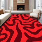 Bold Red Swirl Abstract Rug
