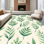Green Leafy Branch Pattern Rug