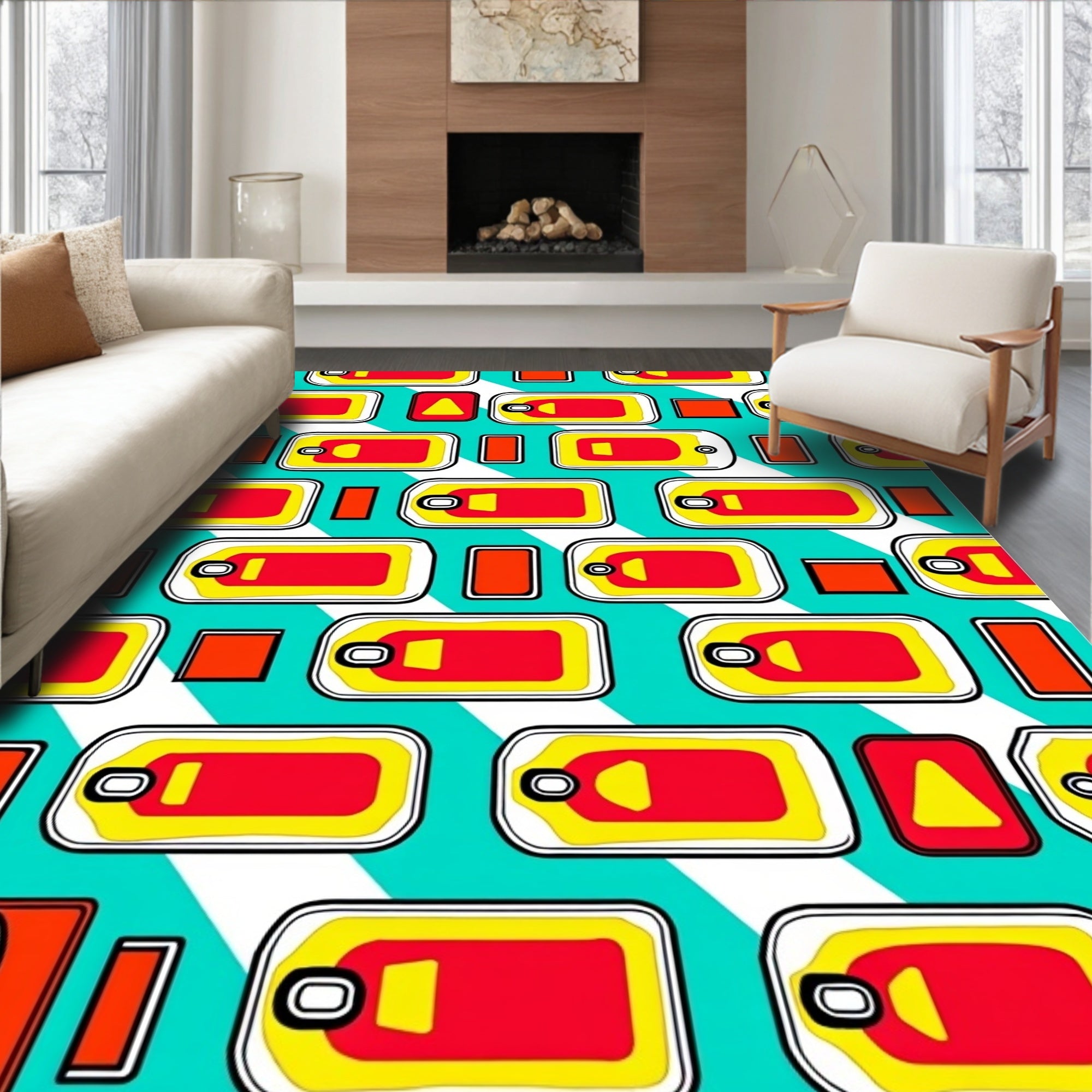Graphic Pop Art Food Tin Pattern Rug